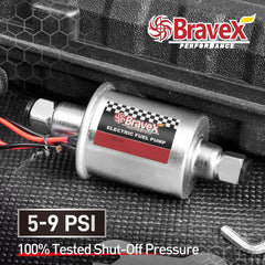 Bravex 5-9 Psi Electric Fuel Pump Universal 12V with Installation Kit E8012S