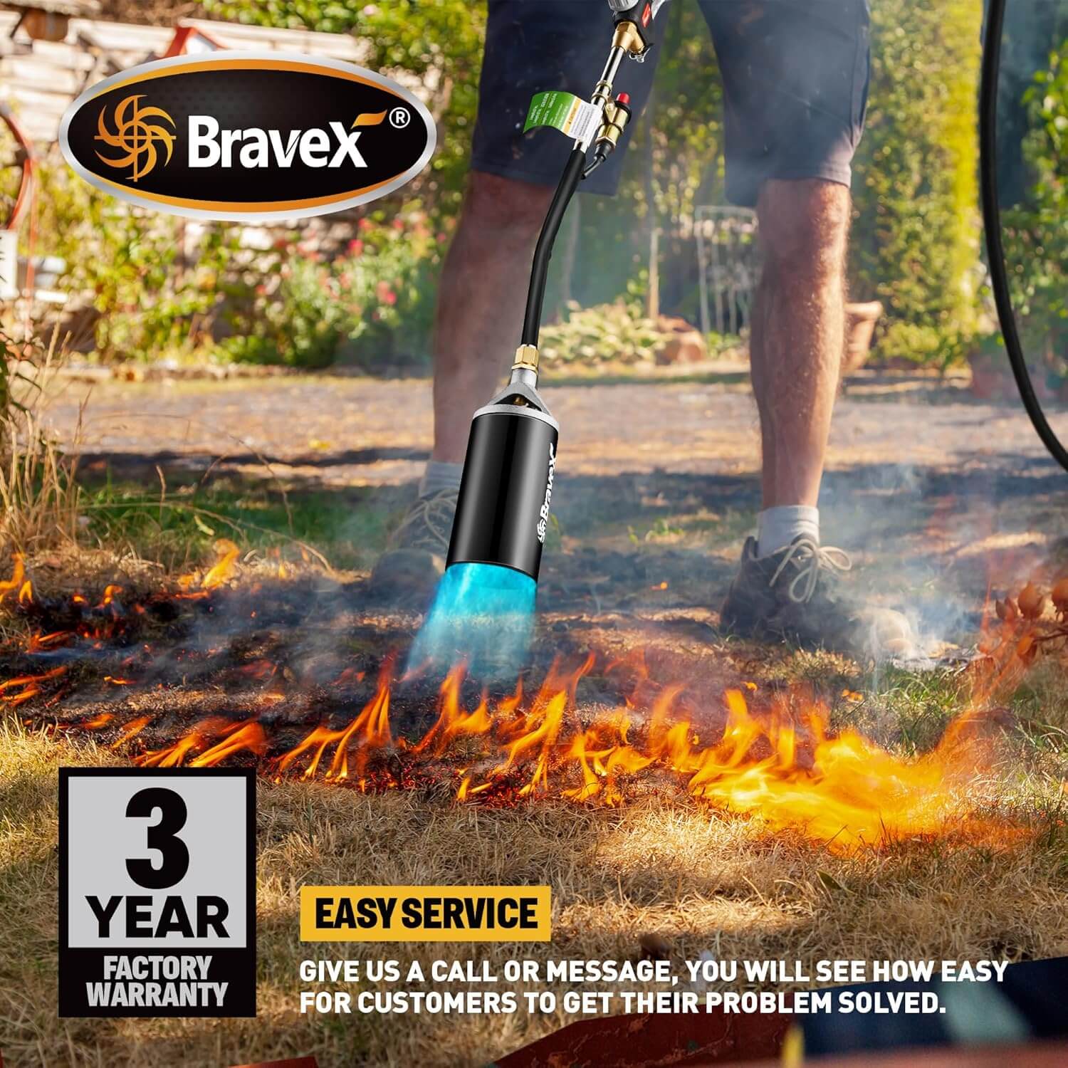 Bravex Weed Torch Propane Brush Torch For Garden Grass Ice Snow