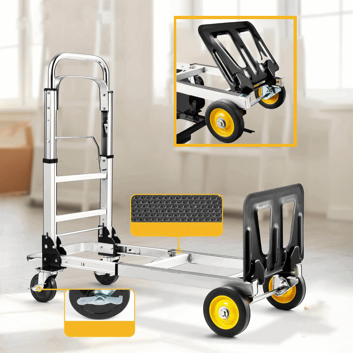 Convertible Hand Truck Dolly 3-in-1 Folding Hand Truck 440 lbs for Shopping