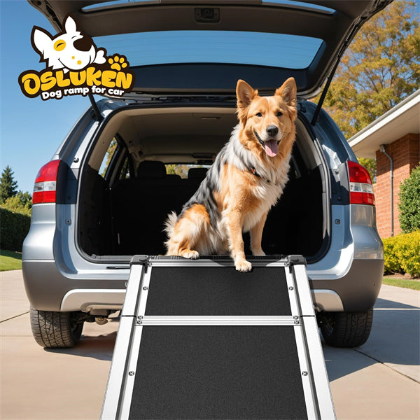 Dog Ramp for Car (330 lbs), Extra L71” W17” Folding Pet Ramp for Large Dogs