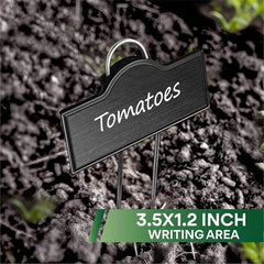 Etiquetas de metal para plantas, paquete de 25, color negro 